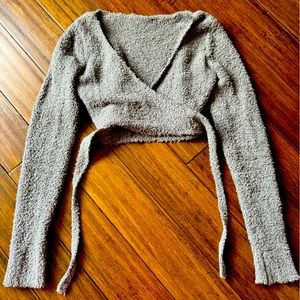 SKIMS Cozy Knit wrap top- color smoke- size L/XL